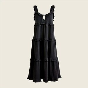 J.Crew Black Ruffle Tiered Midi Dress – Size M – EUC